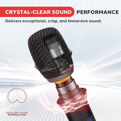 Digital Wireless Microphone System with Bluetooth - Includes 2 Dynamic UHF Handheld Mics, Portable Long-Range Receiver w/Built-in Echo Effect - for Live Pro Audio, Karaoke, Studio image 2