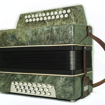 Folk Bayan Garmon Ukraine Marichka, Vintage Button Accordion Harmonica, 23x25 Squeezebox, Old Garmoshka in Tune, 2731 image 6