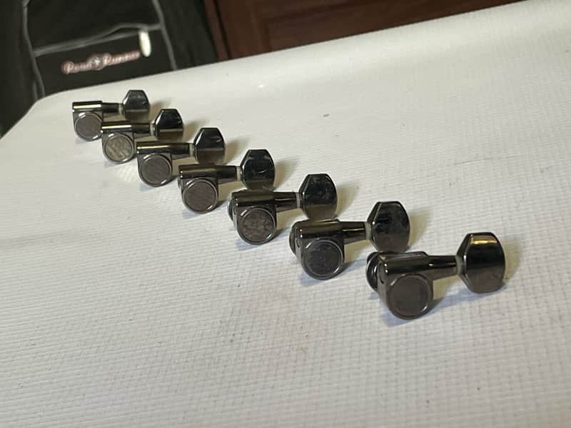 2000's Indonesian Ibanez S & RG Series Dual Pin Cosmo Black Tuners Tuning Pegs 7 In Line