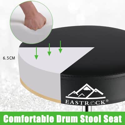 Adjustable Drum Throne with Padded Seat – Anti-Slip Drum Stool for Adult & Kids Drummers, Silver image 6