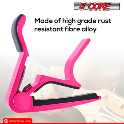 5 Core 6-String Guitar Capo Pink 2 Pack Guitar Accessory for Acoustic, Bass & Electric Guitars image 12