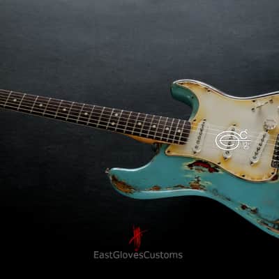 Fender Stratocaster 60th  Anniversary Daphne Blue Heavy Aged Relic by East Gloves Customs image 11