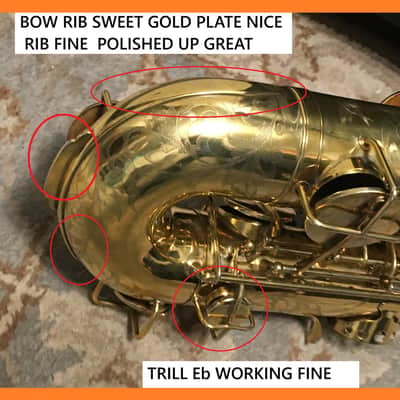 MAKE OFFER DUBBED "PAN AND PERKS" LYON AND HEALY TENOR SAXOPHONE ULTRA RARE BURNISHED GOLD PLATED ARTIST MULTI PORTRAITS TOP FINISH #6 SPECIAL ORDERED ORIGINAL MPC image 18