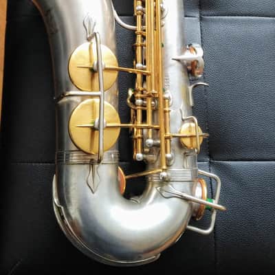 Pierret Vibrator Alto Saxophone with Virtuor 1930s silver / gold plated image 11