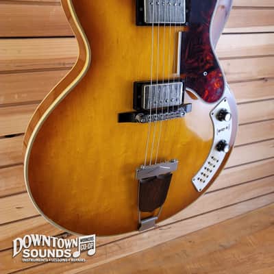 1964 Epiphone Al Caiola Custom Hollow Body Electric Guitar with Hard Case - Shaded Sunburst, Duncan Antiquities, 6lbs 11oz image 3