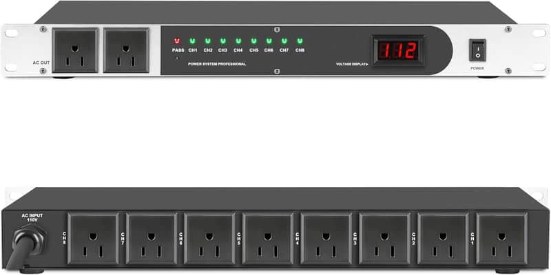 Professional 10 Socket Power Conditioner/Surge Sequencer. 3300W Rack Mount Audio Power Supply Controller, Surge Protector, for Audio product, electronic equipment image 1