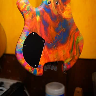 Unbranded Short Scale Headless Bass guitar - Matte UV Reactive Paint image 7