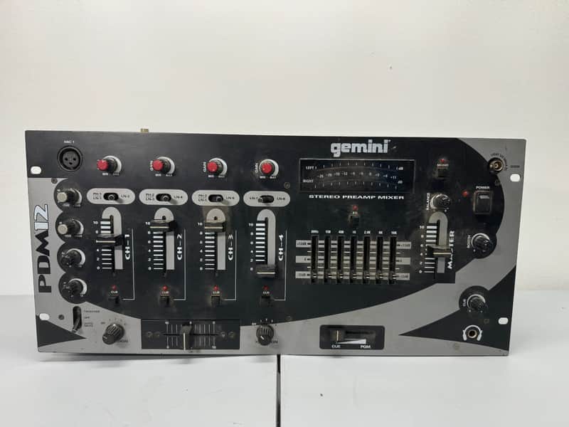 GEMINI PDM12 Stereo Preamp Mixer 4 Channel Analog Equalizer DJ Audio Equipment image 1