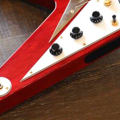 Sweet! 2005 Hamer Korina Vector Flying V Style Guitar Trans Cherry w/ Brazilian Board + COA OHSC image 6