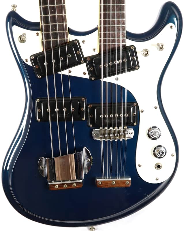 Vintage Mosrite 4x12 Double Neck Electric Bass & 12 String Guitar w/ OHSC Ink Blue Custom Order One of a Kind! image 1