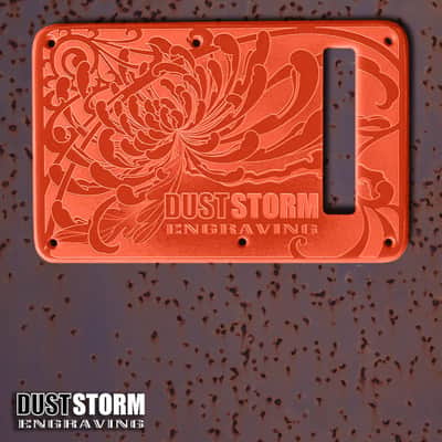 Engraved Glossy Orange Acrylic Pickguard & Tremolo Cover for Fender Stratocaster HSH, HSS, SSS Setups Available image 3