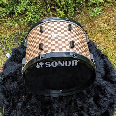 Restored Sonor Swinger Action Vintage 70s Set with Teardrop Badges - Checkerboard Veneer image 14