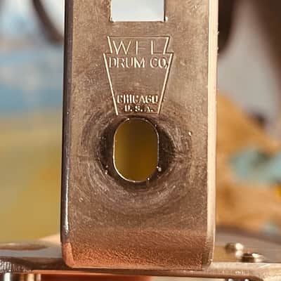 Vintage WFL (Ludwig) Chicago Cowbell & Wood Block With Stamped Nickel Holder (Shiny & Clean) 40’s - 50’s image 5