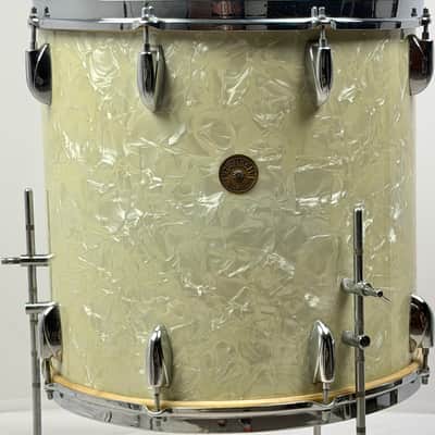 Gretsch 20/13/16/6.5x14" 1951 Round Badge 3-Ply Drum Set - White Marine Pearl image 23