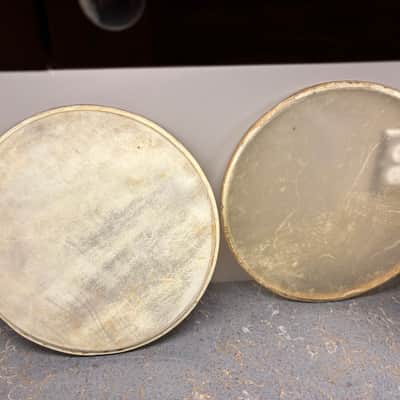 14 “ WFL Calf skin snare drum heads-1950s ? Batter & snare image 9