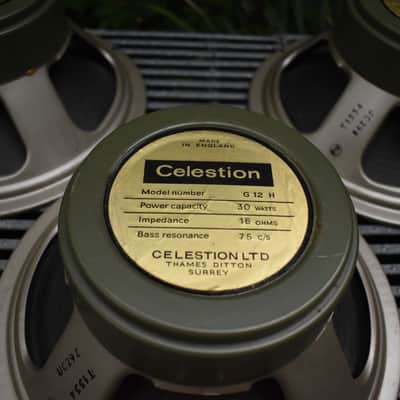 Quad of original Pre Rola Celestion Greenbacks from 1970 G12H T1534 Pulsonic cone 102-014 55hz Alumi image 5