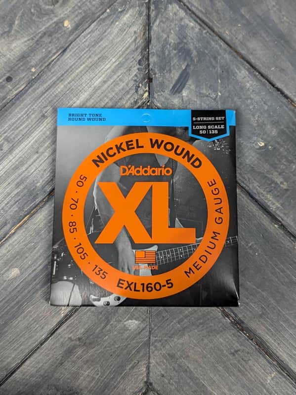 Mint D'Addario EXL160-5 Medium 50-135 Nickel Wound 5 String Long Scale Bass Guitar Strings image 1