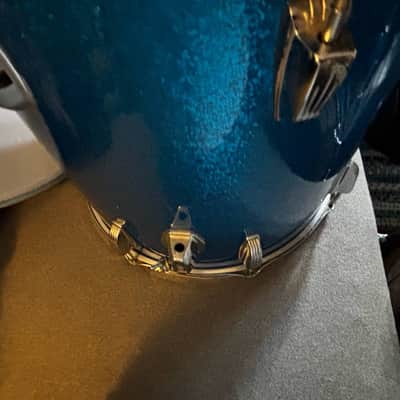 Ludwig 3 ply maple 1969 - 12,13,16,22 Blue sparkle image 14