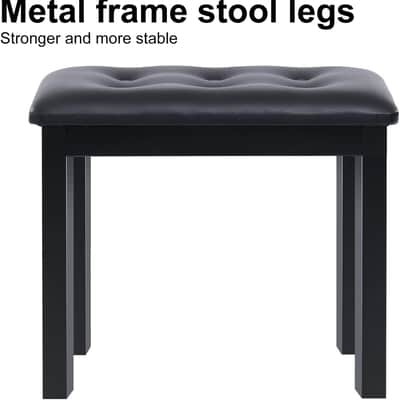 Piano Bench with Padded Cushion,Iron Leg Material Keyboard Bench,Stronger and More Stable Comfortable Leather Piano Chair Seat,17.72''x11.61''x19.49''-Black image 2