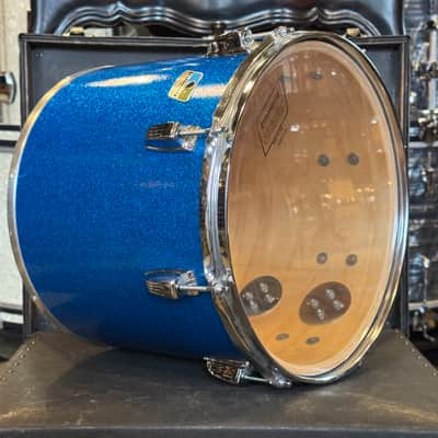 VINTAGE 1970's Ludwig 12x14" Blue & Olive Badge Concert Tom in Blue Sparkle image 3