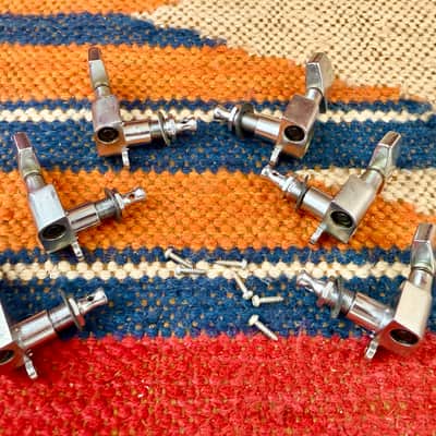 Vintage-Used Schaller 3 + 3 Guitar Tuners-Tuning Machines-Complete Set Chrome ~1980's image 4