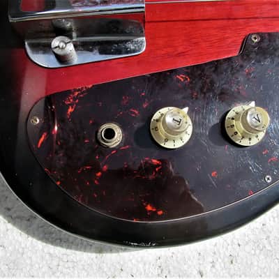 Rhythmline Bass Guitar, 1960's, Japan, Gold Foil Pickup,  Cherryburst image 5