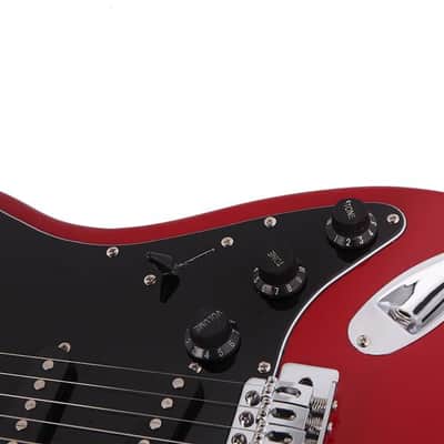 Glarry GST Electric Guitar with Black Pickguard Red image 3