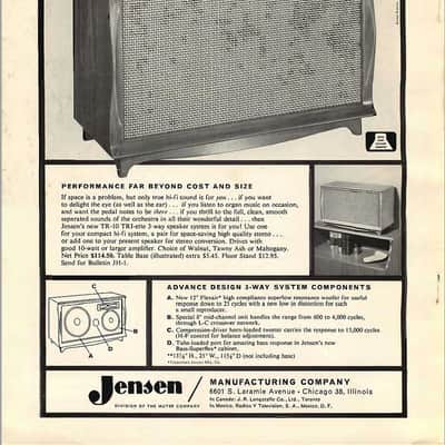 1962 Jensen T10 Tri-ette  Vintage 3-way Loudspeaker (one speaker only) image 23