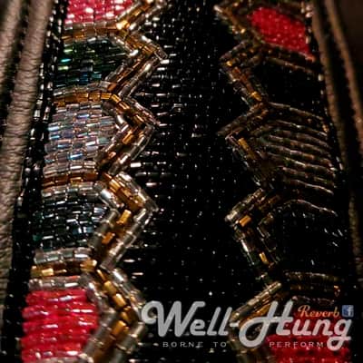 Well-Hung "Showstoppah!" 3-1/4" wide padded leather and beaded Class Act Guitar Strap image 7