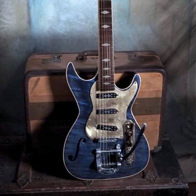Postal Custom Memphis Rocket Blue Flamed Maple  F Hole Bigsby Duncan Little ’59™ Strat Pickups image 3