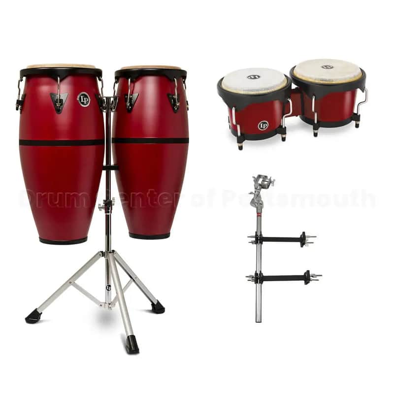 LP Discovery II Ultralight Conga, Bongo & Arm Bundle Red image 1