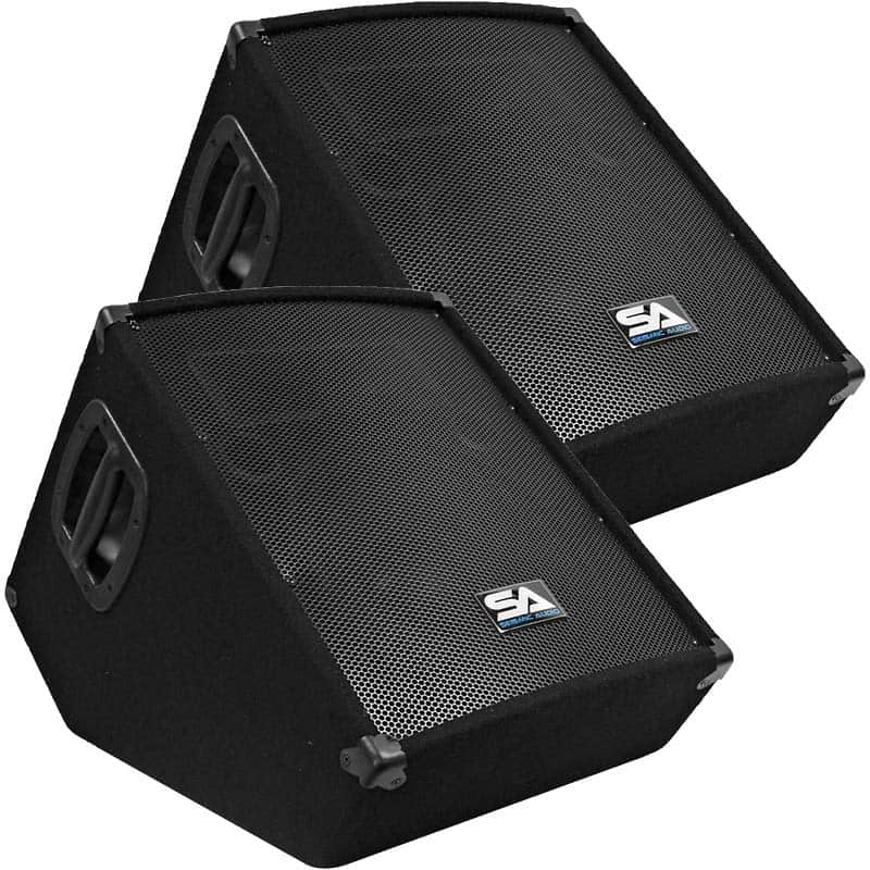 Pair of Powered 2-Way 12" Floor / Stage Monitors Wedge - Active 12" Monitors image 1