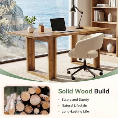 63" Solid Fir Wood Music Producer Desk Rustic Farmhouse Recording Studio Audio Engineer Workstation image 3