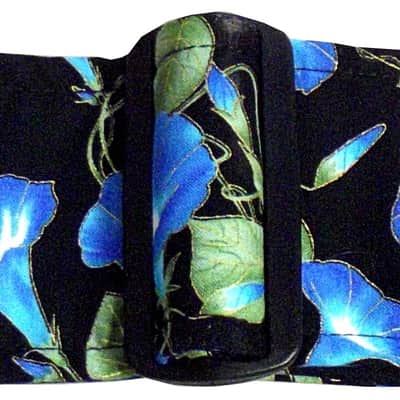 Blue Morning Glory Folk Country Artisan Handmade Guitar Strap Luminous Look image 8
