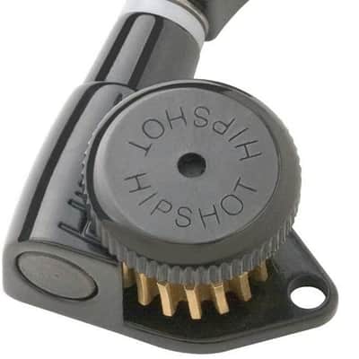 Hipshot Grip-Lock Locking Tuners in Black | 6 Inline | Open Back | Bass Side image 1
