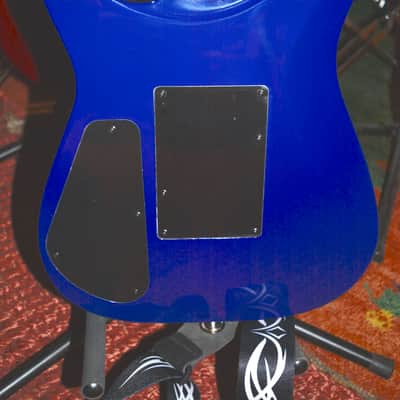 2000's Jackson JS Skulls Series Dinky JS32 DKA Archtop Guitar in Transparent Tiger Blue, w/ New Dunlop Straploks, New Skull Hardware, & Nice ABS Hardshell Case image 17