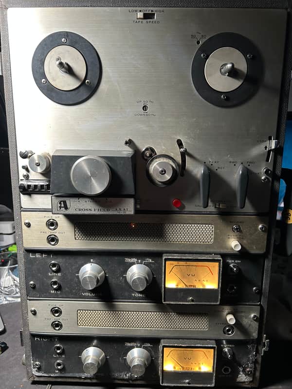 CROSS FIELD AKAI M-8 Stereo Tube Reel-to-Reel - Working Tube Preamps - PLAY Needs Belt image 1