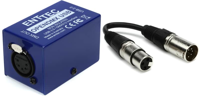 ENTTEC Open DMX USB 512-Ch Non-Isolated DMX Interface Bundle with Chauvet DJ DMX3F5M 3-pin to 5-pin Turnaround image 1