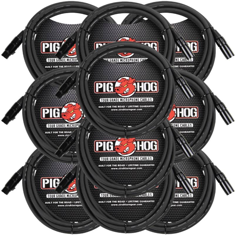 10 Pack PIG Hog PHM15 8mm microphone cable, XLR 15FT-new image 1