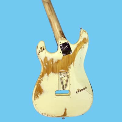 End of the Road Stratocaster in Arctic White -looks smashed but plays perfectly image 2