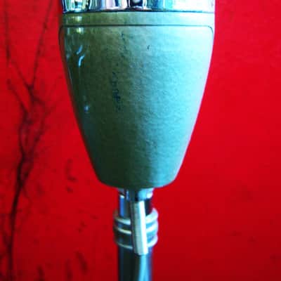 Vintage 1960's AMD 38-015 crystal microphone Hi Z "bullet" harp mic w cable and Aiwa stand Olson Monarch Calrad Argonne image 9