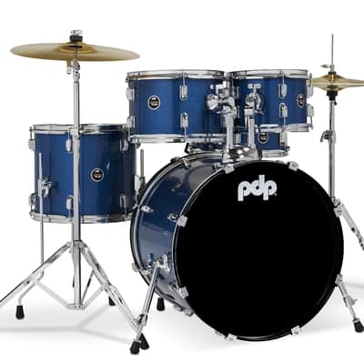 PDP By DW Center Stage Complete Drumkit, 5 Drum Set, Royal Blue Sparkle, 7x10, 8x12, 12x14 Floor, 14x20 Kick, 5x14 Snare (PDCE2015KTRB) image 1