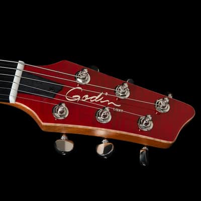 Godin (047604) DS-1 Daryl Stuermer Signature Electric Guitar - Translucent Red Flame (Demo Unit) image 8