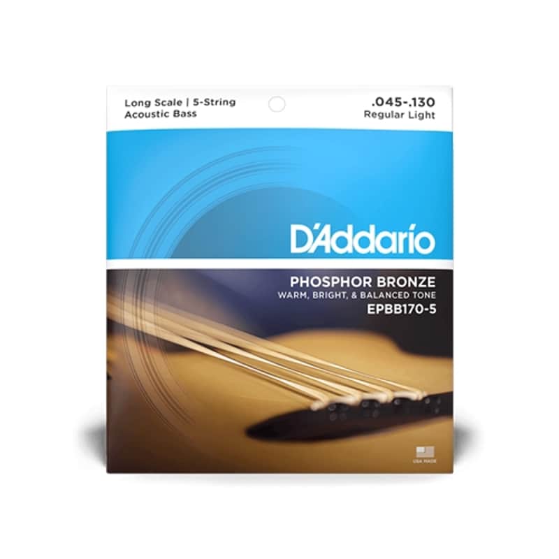 D'addario EPBB1705 Phos Bronze 5 String Long Scale Bass Strings, .045  .130 image 1