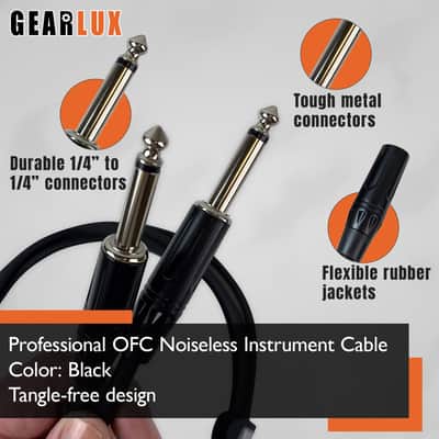 Gearlux 10-Foot Instrument Cable, Straight-Straight, Black - 3 Pack image 4