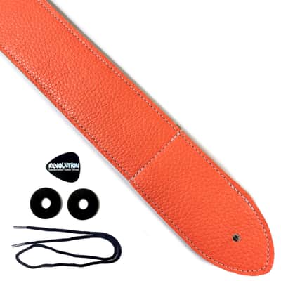 Coral Leather Premium Leather Guitar Strap- Light Orange Leather Guitar Strap-100% Leather Guitar Strap- Acoustic, Electric Bass Guitars image 2