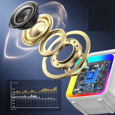 Bluetooth Karaoke Speaker with 2 Microphones, Home Party Speaker with DJ Light for Outdoor, Events, Gathering, PA System image 3