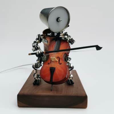 Cello Robot Cellist Ornaments Punk Industrial style Small Lamp Gift By Handmade,price include the import duty for US buyer image 6