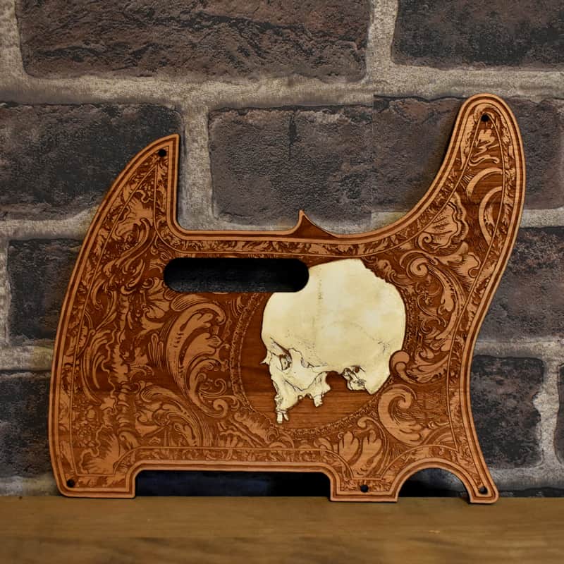 Handcrafted Cherrywood Pickguard for Fender Telecaster – Laser-Engraved Unique Design image 1