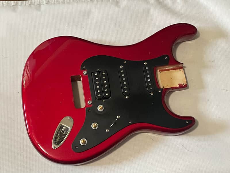 1983-84 Japan ESP Kramer Pacer Deluxe Globe Series Candy Apple Red Semi Loaded Guitar Body Floyd Ready image 1